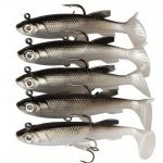 Kit 5Pcs Isca Artificial Tipo Shad Mullet 80mm 12g