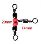 Kit 50 unidades Girador Destorcedor Triplo Formato T com miçanga para Pesca 29mm X 14mm 30Lb de força