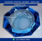   Cinzeiro Antigo Cristal Moser -lapidado -azul
