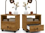 Conjunto de Mesa Cabeceira 1 gaveta cor freijó 