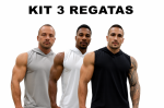 Kit com 3 Camisetas Regatas Masculina Longline Dry com Capuz Lisa Sem Estampa Básica Secagem Rápida