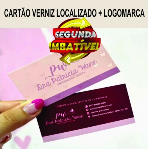 1000 cartões de visita verniz localizado  couche 300 gramas 787845