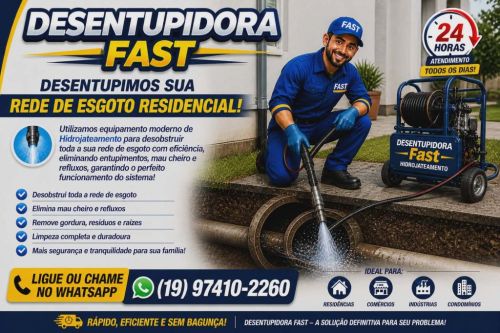 19-97410-2260 Desentupidora no Jardim Aurélia em Campinas - Desentupimento com Hidrojateamento  779171
