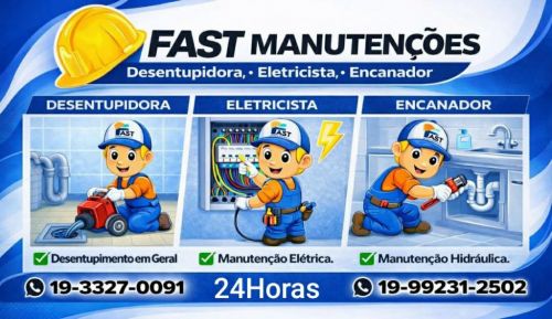 19-99231-2502 Desentupidora Eletricista Encanador no Jardim Madalena em Campinas - Fast Manutenções 777265
