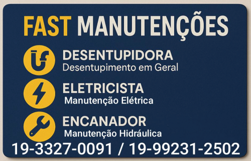 19-99231-2502 Desentupidora Eletricista Encanador no Nova Campinas em Campinas - Fast Manutenções. 761503
