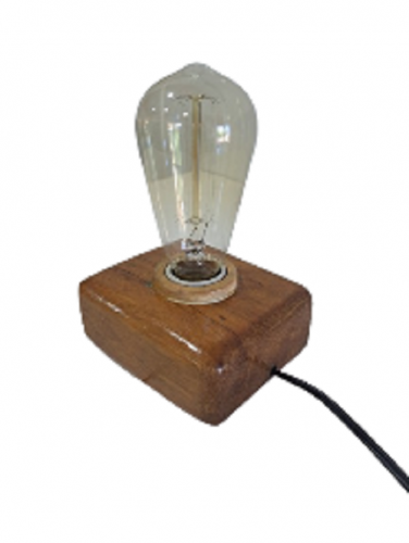 Abajur de mesa Cubo de Madeira Maciça 749897