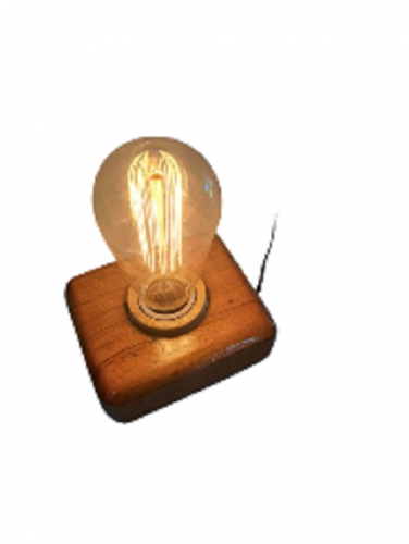 Abajur de mesa Cubo de Madeira Maciça 749901