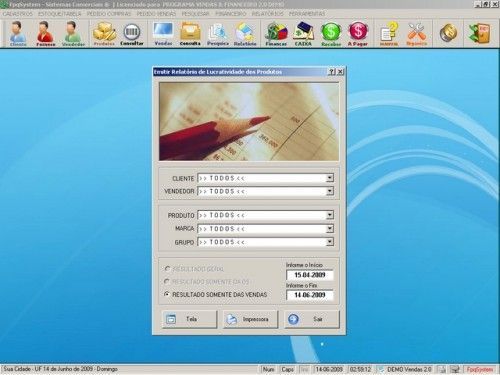 Programa para Controlar Vendas, Controlar Estoque e Financeiro v2.0 2523