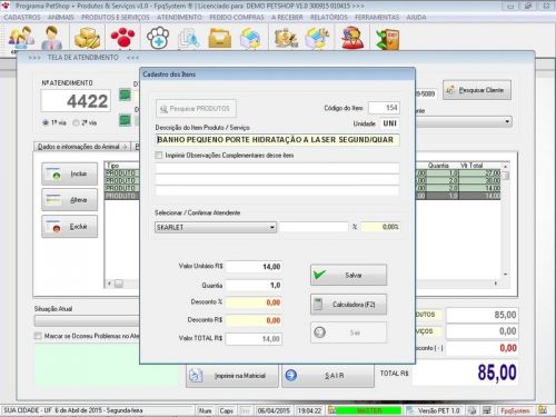 Programa para Petshop e Veterinária  Produtos e Serviços v1.0 - Fpqsystem 718450