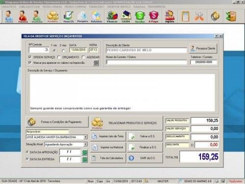 Programa Ordem de Serviço para Marmoraria + Vendas + Financeiro v4.8 2565