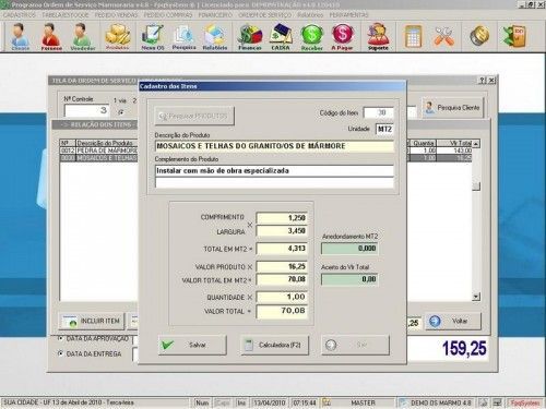Programa Ordem de Serviço para Marmoraria + Vendas + Financeiro v4.8 2566
