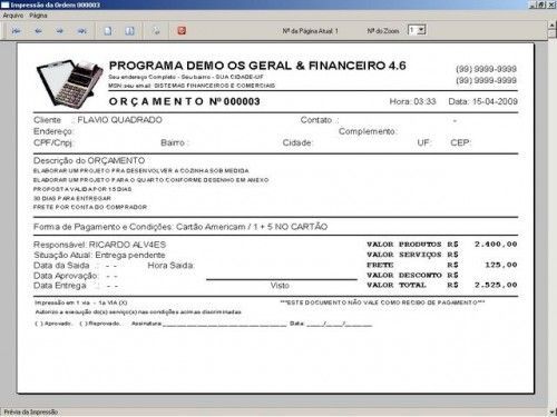Programa Ordem de Serviços Gerais Vendas Estoque e Financeiro v4.6 - Fpqsystem 2634
