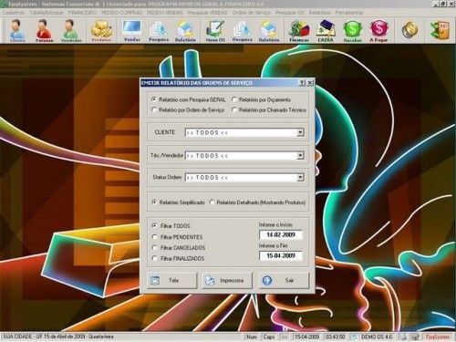 Programa Ordem de Serviços Gerais, Vendas, Estoque e Financeiro v4.6  FpqSystem 2637