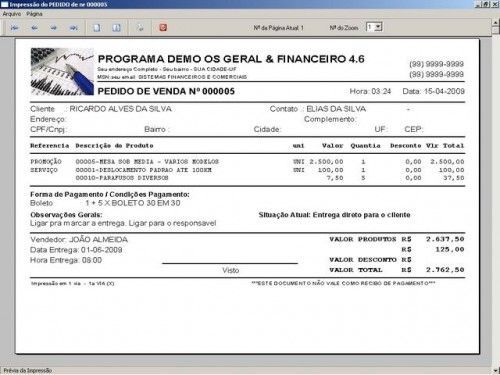 Programa Ordem de Serviços Gerais, Vendas, Estoque e Financeiro v4.6  FpqSystem 2643