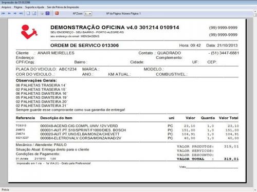 Programa para Oficina Mecânica para Veiculos em Geral, Vendas e Financeiro v4.0 FpqSystem 97780