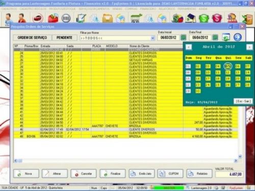 Software para Lanternagem Funilaria e Pintura com Vendas e Financeiro v2.0 - Fpqsystem 19030
