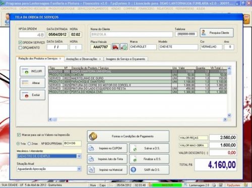 Software para Lanternagem Funilaria e Pintura com Vendas e Financeiro v2.0 - Fpqsystem 19033