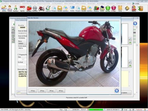 Programa para Oficina Mecânica Moto com Check List  Vendas e Financeiro v5.1 Plus - Fpqsystem 92511