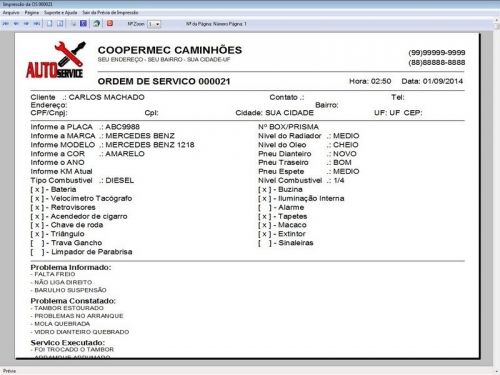 Programa para Oficina Mecânica CAMINHÃO com Check List + Vendas e Financeiro v5.2 PLUS 92534