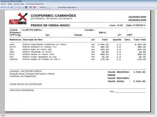 Programa para Oficina Mecânica CAMINHÃO com Check List + Vendas e Financeiro v5.2 PLUS 92535