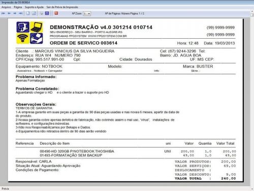 Programa Assistência Técnica, Ordem de Serviço, Orçamento e Financeiro v4.0 - Fpqsystem 96580