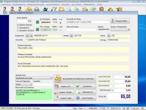 Programa Assistência Técnica Ordem de Serviço Orçamento e Produtos v2.0 - Fpqsystem 96604
