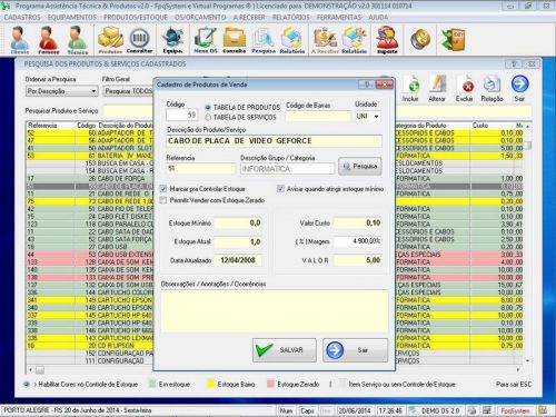 Programa Assistência Técnica Ordem de Serviço Orçamento e Produtos v2.0 - Fpqsystem 96607