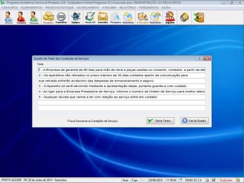 Programa Assistência Técnica Ordem de Serviço Orçamento e Produtos v2.0 - Fpqsystem 96614