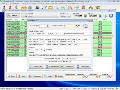 Programa Assistência Técnica Ordem de Serviço Orçamento e Produtos v2.0 - Fpqsystem 96619