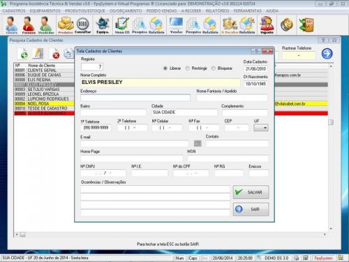 Programa para Assistência Técnica Ordem de Serviço Orçamento e Vendas v3.0 - Fpqsystem 96627
