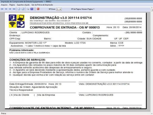 Programa para Assistência Técnica Ordem de Serviço Orçamento e Vendas v3.0 - Fpqsystem 96631