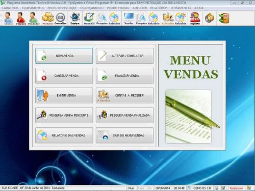 Programa para Assistência Técnica Ordem de Serviço Orçamento e Vendas v3.0 - Fpqsystem 96632