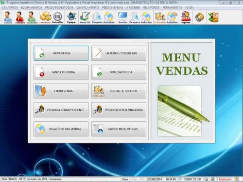 Programa para Assistência Técnica, Ordem de Serviço, Orçamento e Vendas v3.0 - Fpqsystem 96632