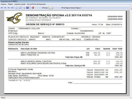 Programa para Oficina Mecânica com OS, Orçamento e Cadastro de Placas v3.0 - Fpqsystem 97553