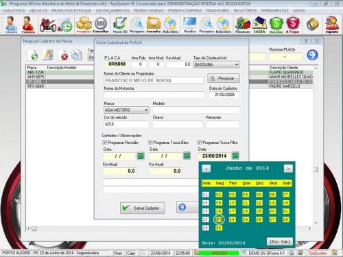 Programa para Oficina Mecânica Moto, OS, Orçamento e Cadastro de Placas v4.1 - Fpqsystem 97569