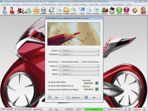 Programa para Oficina Mecânica Moto, OS, Orçamento e Cadastro de Placas v4.1 - Fpqsystem 97575