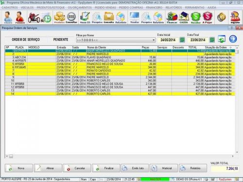 Programa para Oficina Mecânica Moto, OS, Orçamento e Cadastro de Placas v4.1 - Fpqsystem 97578