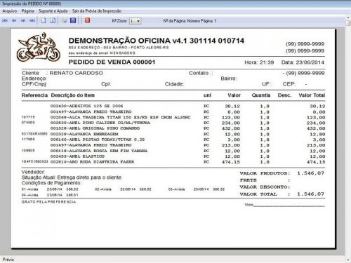 Programa para Oficina Mecânica Moto Os Orçamento e Cadastro de Placas v4.1 - Fpqsystem 97580
