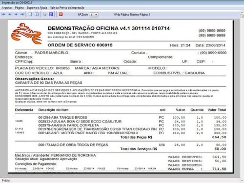 Programa para Oficina Mecânica Moto, OS, Orçamento e Cadastro de Placas v4.1 - Fpqsystem 97581