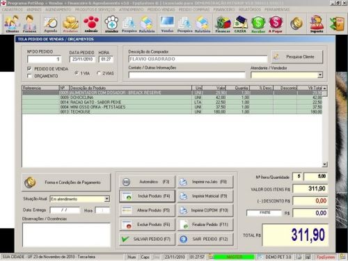 Programa para Petshop e Veterinária com Vendas Serviços e Financeiro v3.0 - Fpqsystem  Virtual Programas 97661