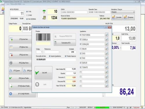 Programa para Espaço Gourmet, Bares e Restaurantes + PDV v1.0 - FpqSystem 136971