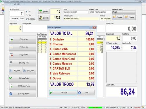 Programa para Espaço Gourmet, Bares e Restaurantes + PDV + MESAS v2.0 Plus - FpqSystem 136990