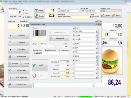 Programa para Espaço Gourmet Bares e Restaurantes Pdv Mesas v2.0 Plus - Fpqsystem 136991
