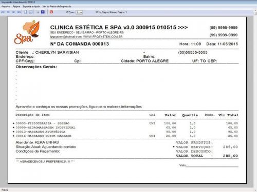 Programa Clinica de Estética e Spa Agendamento Vendas e Financeiro v3.0 - Fpqsystem 146279