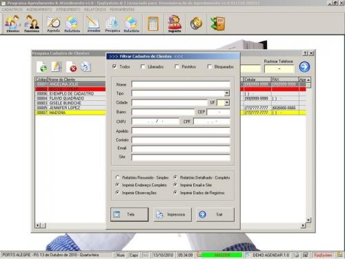 Programa para Cadastro de Clientes Agendamento e Atendimento v1.0 - Fpqsystem 151149
