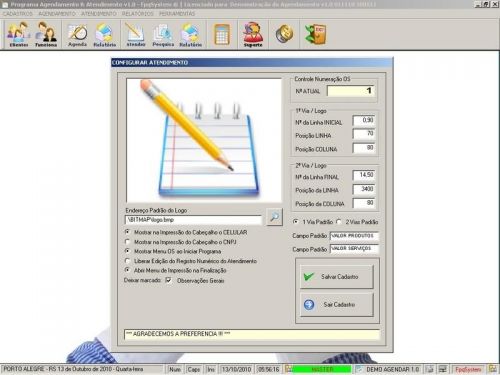 Programa para Cadastro de Clientes, Agendamento e Atendimento v1.0 - FpqSystem 151154