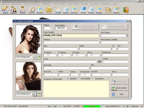 Programa para Cadastro de Clientes Agendamento e Atendimento v2.0 - Fpqsystem 151164