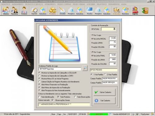 Programa para Cadastro de Clientes Agendamento e Atendimento v2.0 - Fpqsystem 151165