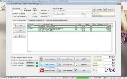Programa para Ótica e Relojoalheria Serviços Vendas Financeiro e Estatística v5.4 Plus - Fpqsystem 151996