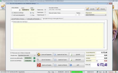 Programa para Ótica e Relojoalheria Serviços Vendas Financeiro e Estatística v5.4 Plus - Fpqsystem 151998